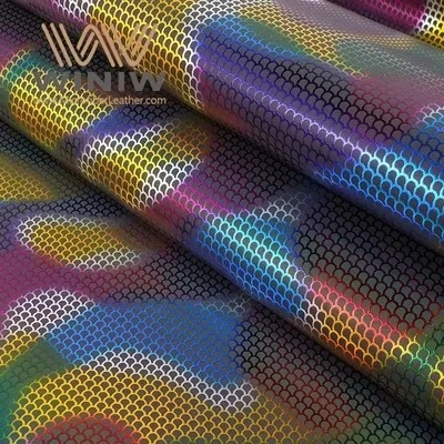 Colorful Faux Printed Laser Leather Sheets Dazzling 100 Pu Leather