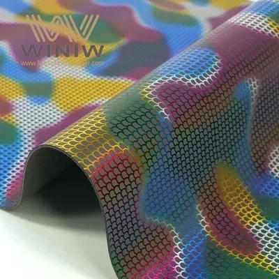 Colorful Faux Printed Laser Leather Sheets Dazzling 100 Pu Leather